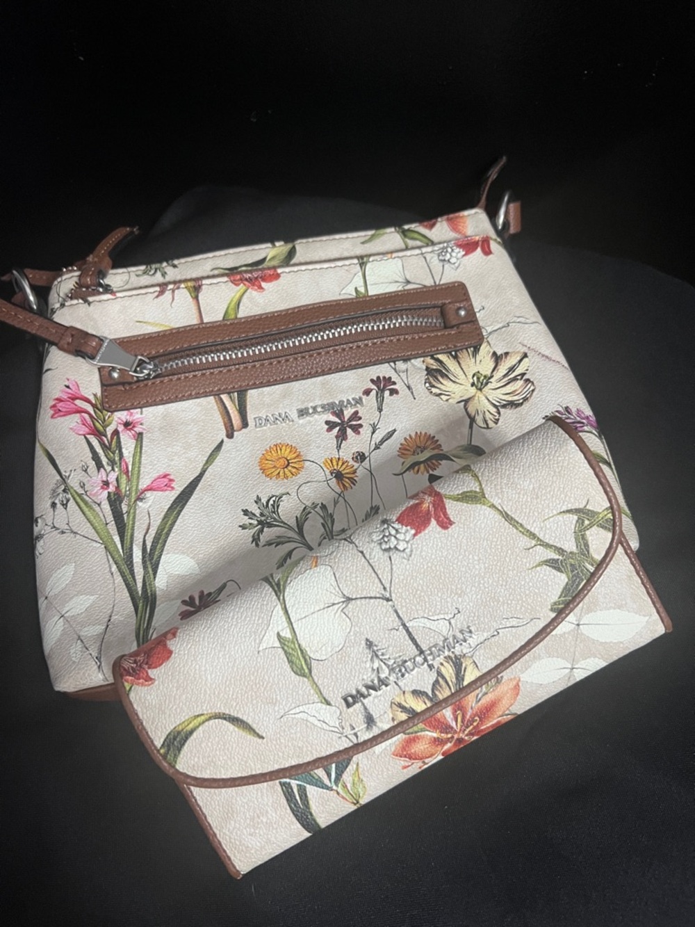 VINTAGE Y2K Dana Buchman Cream Floral Crossbody & Wallet Bundle